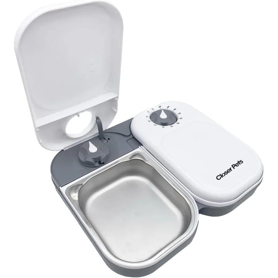 C200 2 Meal TimerControlled Automatic Pet Feeder for Cats and Small Dogs with Stainless Steel Bowl Inserts and Ice Pack Designe