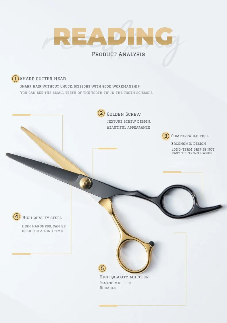 Professional Hair Cutting Scissors, Home Hair Cutting Barber/Salon Thinning Shears, Stainless Steel Hairdressing Black 2027