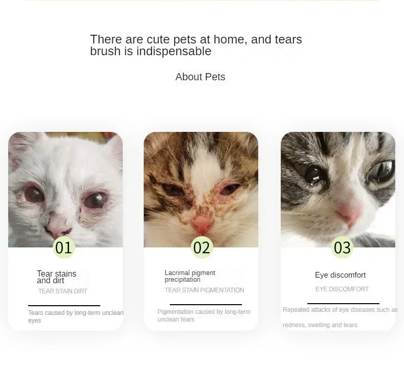 1-20PCS Dog Cat Tear Stain Remover Brush Soft Bristle Eye Cleaning Tool with Powder Applicator for Pet Grooming Hygiene Care