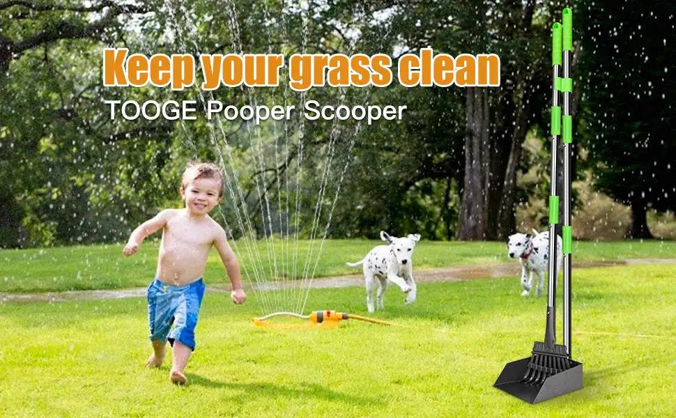 Dog Pooper Scooper Long Handle Stainless Metal Tray and Rake for Medium Small Dogs Heavy Duty Pet Supplies