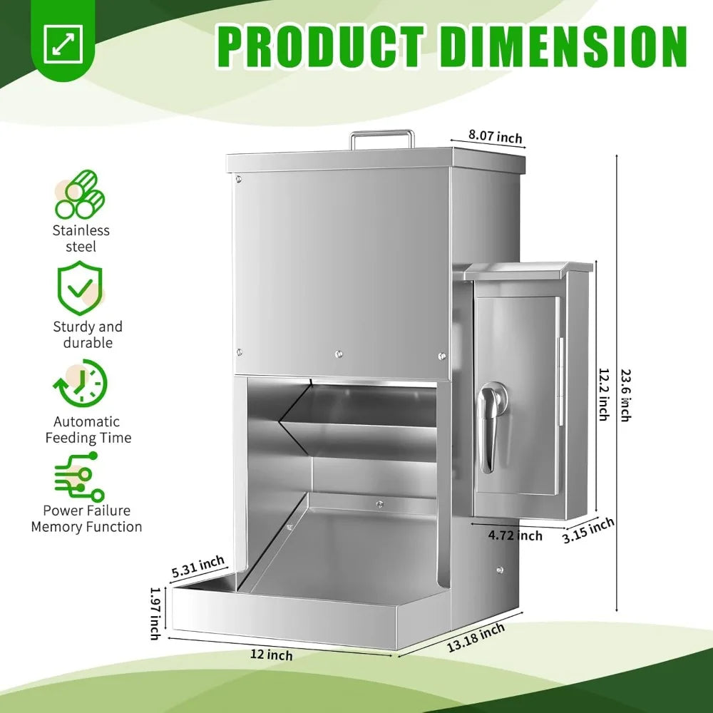 Chipak 16L Large Automatic Dog Feeder with Timer, Stainless Steel Pet Food Dispenser W/Programmable Feeding Schedule for Large B