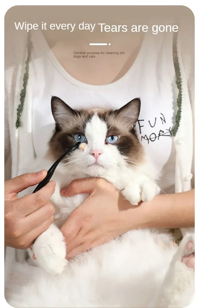 1-20PCS Dog Cat Tear Stain Remover Brush Soft Bristle Eye Cleaning Tool with Powder Applicator for Pet Grooming Hygiene Care