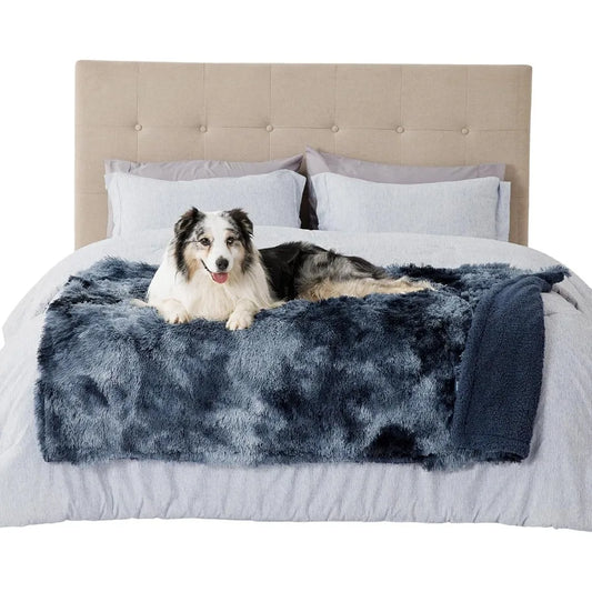 Waterproof Dog Blankets for Large Dogs Calming Cat Blanket for Couch Protector Washable Long Faux Fur Pet Throw Blanket for Pup
