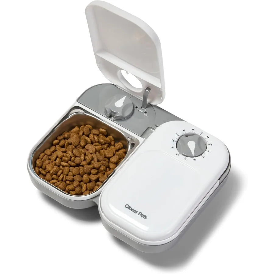 C200 2 Meal TimerControlled Automatic Pet Feeder for Cats and Small Dogs with Stainless Steel Bowl Inserts and Ice Pack Designe