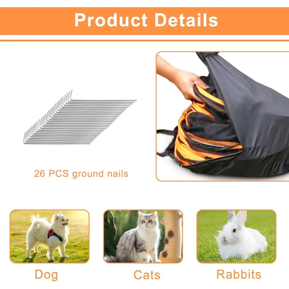 7 in 1 Outdoor Cat Enclosure, Foldable Pop-Up Mesh Playpen Tunnel for Pet Run, Foldable Outside Enclosed Tent Cage for Small Dog