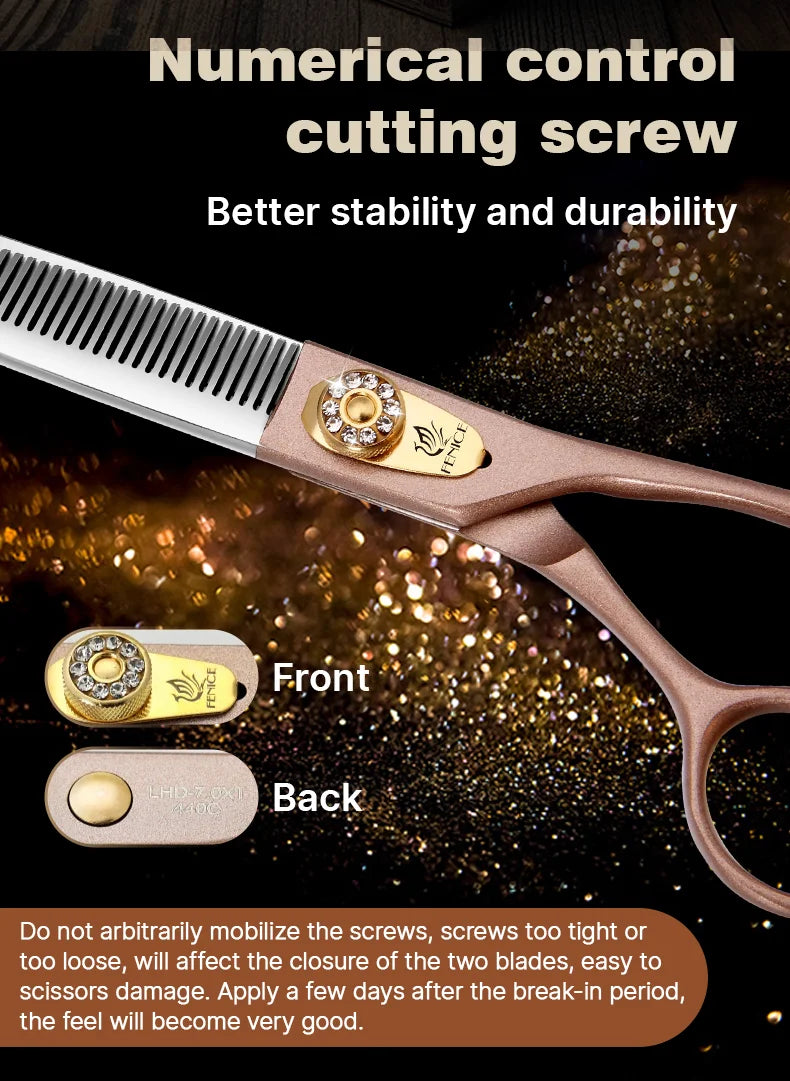 Fenice High-grade 7.5inch JP440C Steel Specials pet grooming thinner scissors Thinning rate 35% Shipping From USA