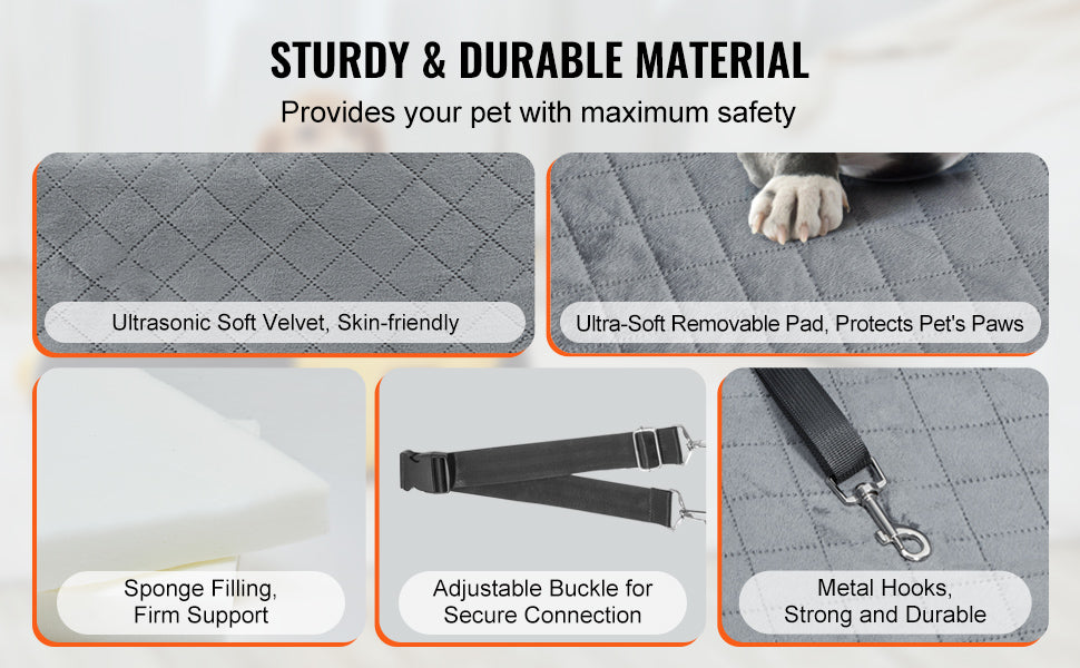 SucceBuy Dog Car Seat Dog Booster Seat for Car with A Storage Pocket Sponge Filling Car Bed for Medium Large Dog up to 55 lbs