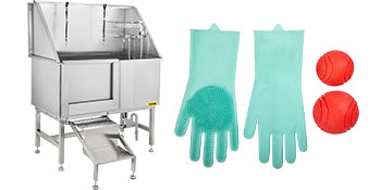 VEVOR 50 Inch Dog Grooming Tub Professional Stainless Steel Pet Dog Bath Tub With Steps Faucet & Accessories Dog Washing Station